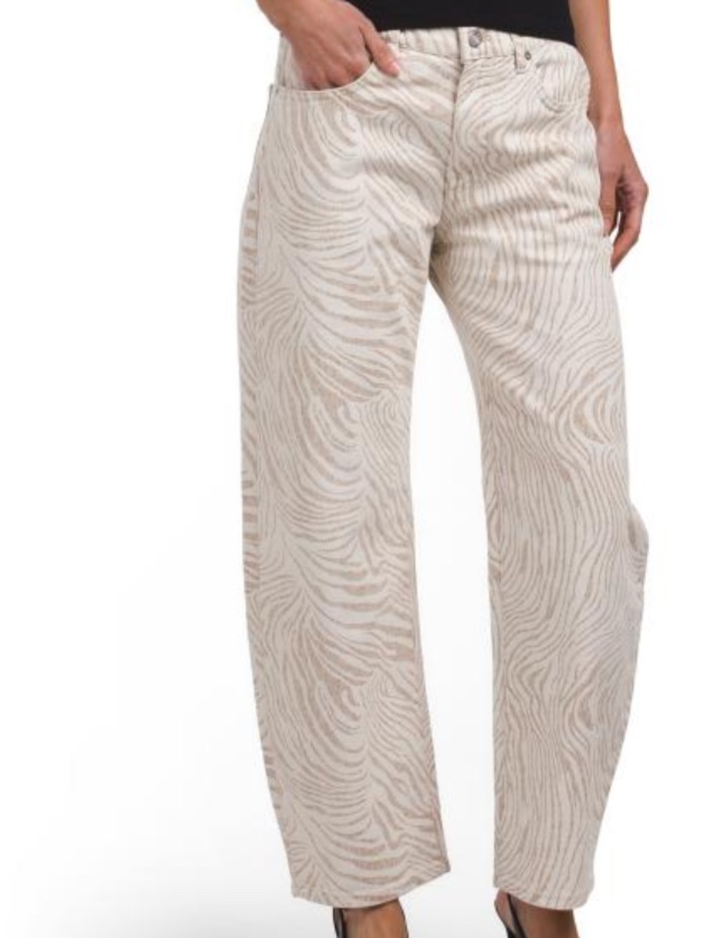 Le Jean Wide Leg Animal-Print Pants in Beige